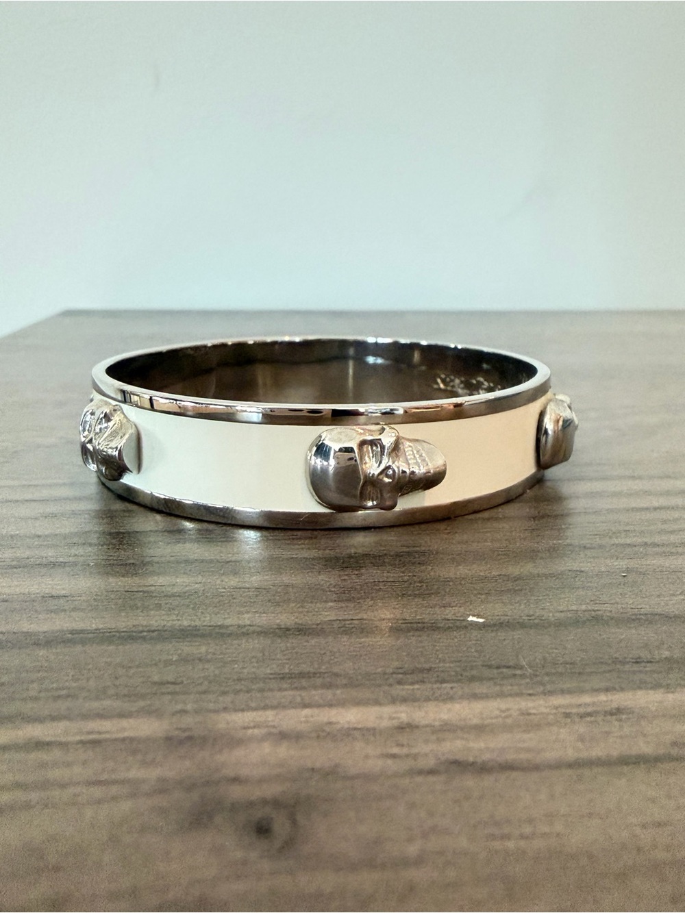 Alexander McQueen Silver-tone Skull Bangle Bracelet